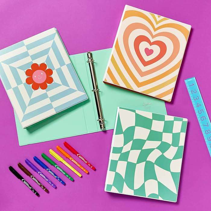 Avery 3 Ring Binder, 1 Inch Round Rings, Retro Collection, Groovy Checks (26803) - Image 6