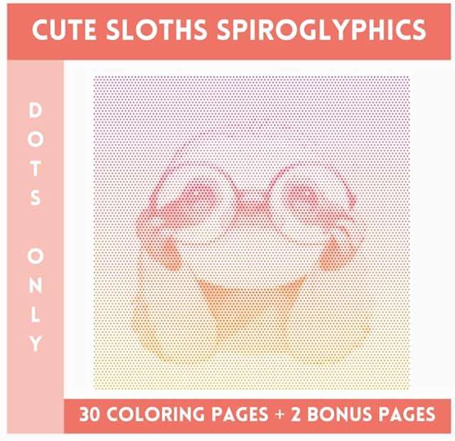 Cute Sloths Spiroglyphics Dots Only: One Color Coloring Book With Unique Ilustraions To Discover - Image 1