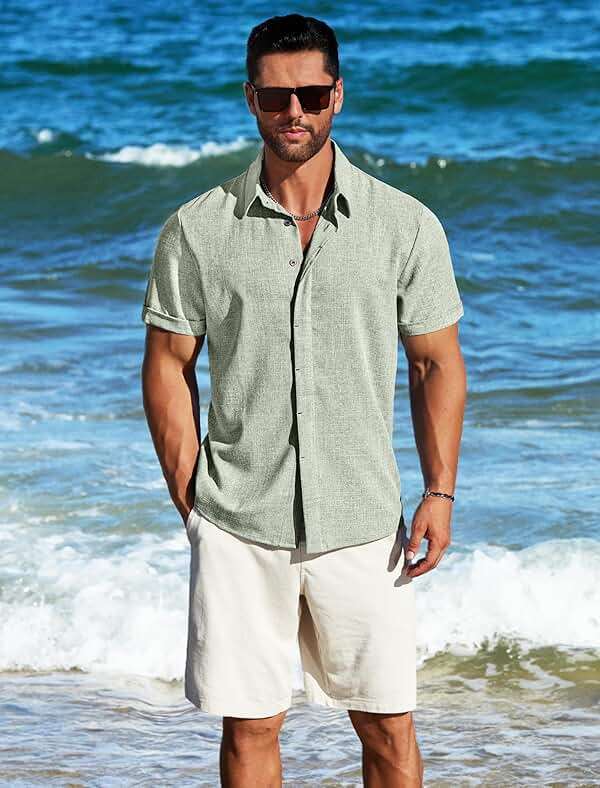 MAPICK Men's Linen Short Sleeve Button Down Shirt – Lightweight Breathable Summer Business Casual, Beach & Wedding Guest - Image 3
