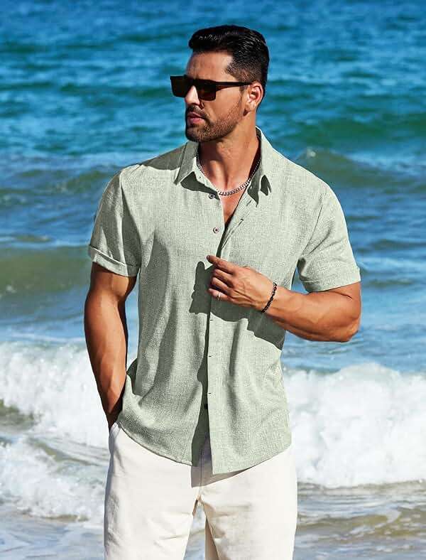MAPICK Men's Linen Short Sleeve Button Down Shirt – Lightweight Breathable Summer Business Casual, Beach & Wedding Guest - Image 4