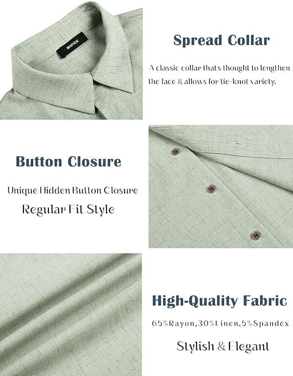 MAPICK Men's Linen Short Sleeve Button Down Shirt – Lightweight Breathable Summer Business Casual, Beach & Wedding Guest - Image 5