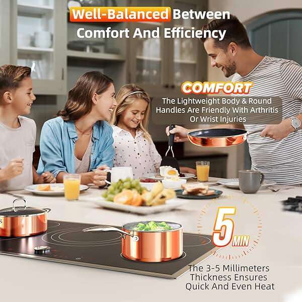 Deluxe DUXANO 14PC Healthy Pots and Pan With 9H Anti-scratch Coating, 2-Layer Non-Stick Ceramic&PFAS Free, Sensitively&Evenly Induction Cooking, Enhanced Flavor with Infrared Cookware, Dishwasher Safe - Image 2