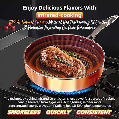 Deluxe DUXANO 14PC Healthy Pots and Pan With 9H Anti-scratch Coating, 2-Layer Non-Stick Ceramic&PFAS Free, Sensitively&Evenly Induction Cooking, Enhanced Flavor with Infrared Cookware, Dishwasher Safe - Image 7