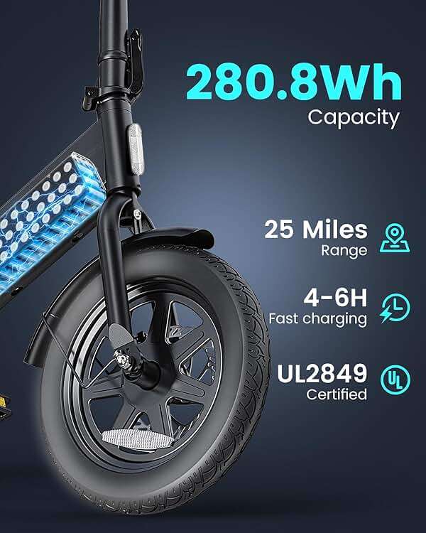 DYU Electric Bike for Adults Teens, Folding Electric Bicycle,Commuter City E-Bike with 350W Motor and 36V 7.8Ah Battery,3 Levels Assist, Dual Disc Brakes - Image 4