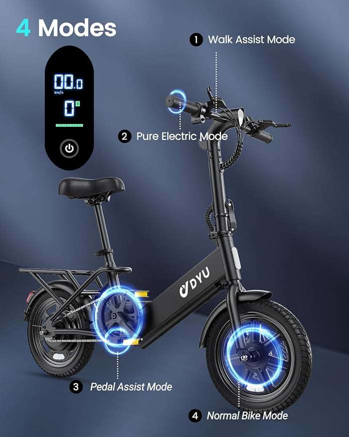 DYU Electric Bike for Adults Teens, Folding Electric Bicycle,Commuter City E-Bike with 350W Motor and 36V 7.8Ah Battery,3 Levels Assist, Dual Disc Brakes - Image 5