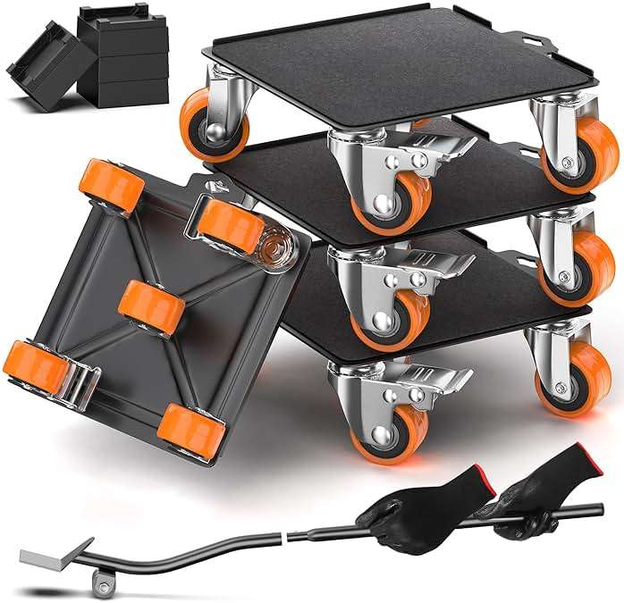 2000 lb Capacity - Heavy Duty Furniture Movers with Wheels and Moving Dolly, Includes Furniture Lifter Jacks Tool Set, Gliders, Sliders, 5 Rollers Casters Cart. Easily Move Furniture, Piano, Equipment - Image 1