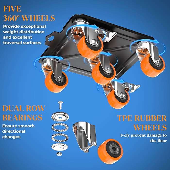 2000 lb Capacity - Heavy Duty Furniture Movers with Wheels and Moving Dolly, Includes Furniture Lifter Jacks Tool Set, Gliders, Sliders, 5 Rollers Casters Cart. Easily Move Furniture, Piano, Equipment - Image 3
