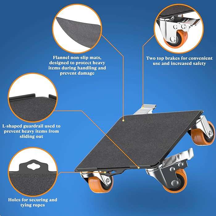 2000 lb Capacity - Heavy Duty Furniture Movers with Wheels and Moving Dolly, Includes Furniture Lifter Jacks Tool Set, Gliders, Sliders, 5 Rollers Casters Cart. Easily Move Furniture, Piano, Equipment - Image 4