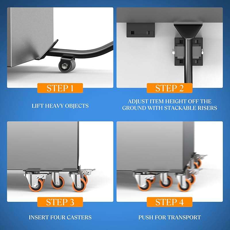 2000 lb Capacity - Heavy Duty Furniture Movers with Wheels and Moving Dolly, Includes Furniture Lifter Jacks Tool Set, Gliders, Sliders, 5 Rollers Casters Cart. Easily Move Furniture, Piano, Equipment - Image 7