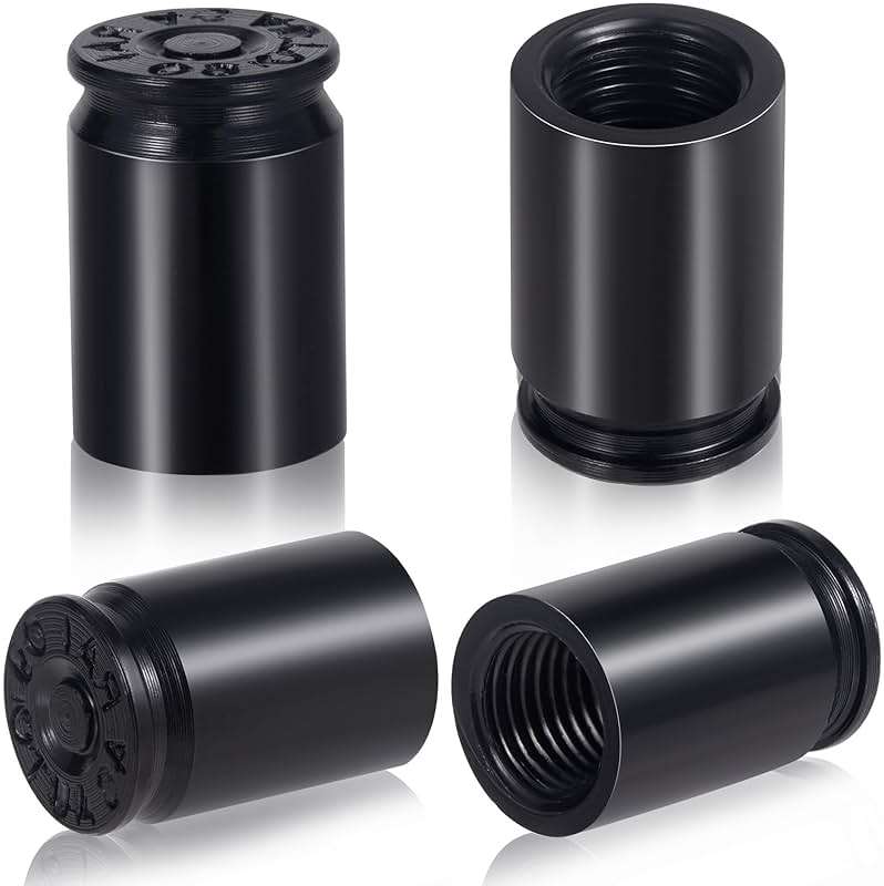 Isslly 4PCS Black Bullet Shaped Valve Stem Caps, Aluminum Alloy Universal Dustproof Tire Valve Stem Covers for Cars, SUV, Trucks, Bike, Motorcycle - Image 1