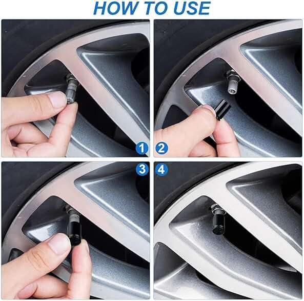 Isslly 4PCS Black Bullet Shaped Valve Stem Caps, Aluminum Alloy Universal Dustproof Tire Valve Stem Covers for Cars, SUV, Trucks, Bike, Motorcycle - Image 3