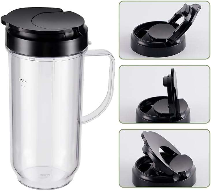 Equust 4-piece Tall 22oz Mug Cups with Flip-Top To-Go Lids Replacement Parts Compatible with 250W Magic Bullet Blender Cups MB1001 - Image 5