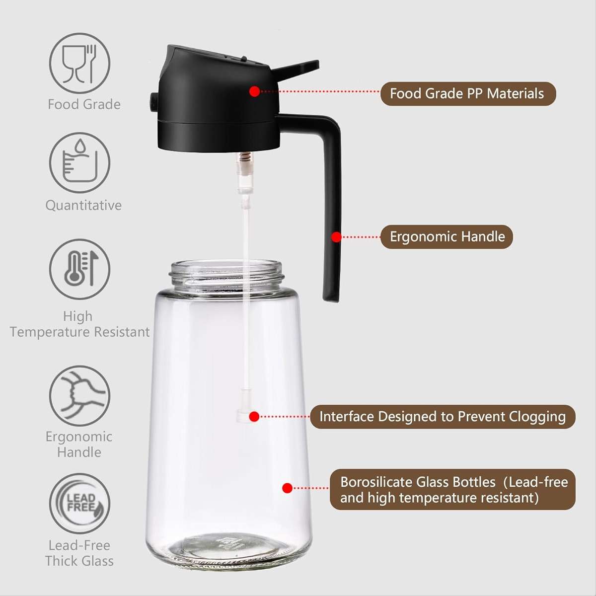 SWEET VIEW Olive Oil Sprayer for Cooking, 16oz/470ml Glass Oil Dispenser/Pour Bottle, Kitchen Accessories, Kitchen Gadgets for Air Fryer, Salad, BBQ, with Stickers (Black) - Image 5