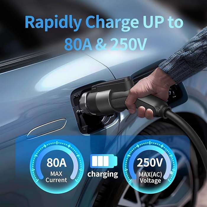 QIAO J1772 to Tesla Charger Adapter, Up to 80A 250V - Silver-Plated J1772 to NACS Adapter for Tesla Model 3/Y/X/S/Cybertruck,Can Charge Tesla EVs at J1772 AC Charger Station (Gray) - Image 2