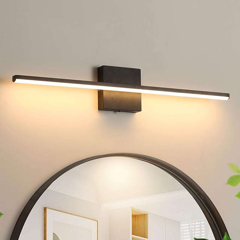 fengkiop Modern Bathroom Vanity Light 24 Inch, 18W Black Bathroom Light Fixture Over Mirror, Dimmable 5CCT LED Wall Sconce Lighting for Restroom Mirro - Image 1