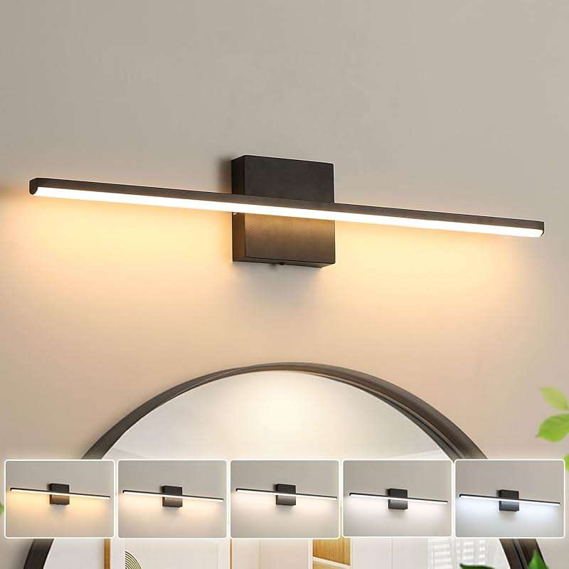 fengkiop Modern Bathroom Vanity Light 24 Inch, 18W Black Bathroom Light Fixture Over Mirror, Dimmable 5CCT LED Wall Sconce Lighting for Restroom Mirro - Image 7
