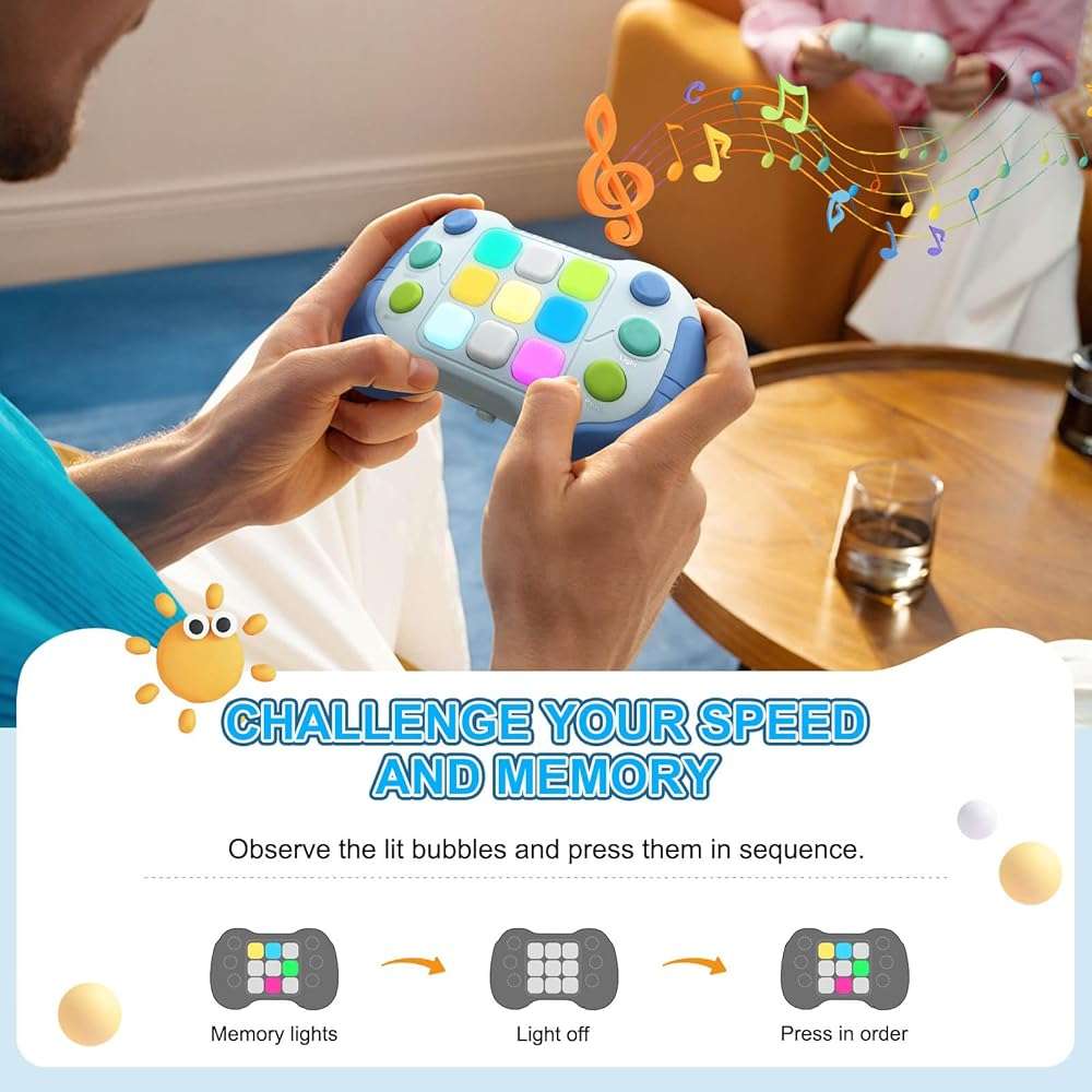YouJabz Upgraded Flashing Handheld Game for Kids, Fast Push Fidget Game Toy, Quick Push Light Up Fidget Electronic Console for Teens, Birthday Gifts for 3-12 Year Old Boys Girls - Image 3