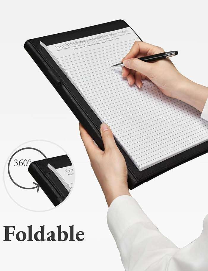 Mymazn Padfolio Portfolio Folder, Faux Leather Interview Resume Folder with Document Organizer & Business Card Holder, Letter-Sized Notepad Legal Pad Holder for Men Women (Black) - Image 5