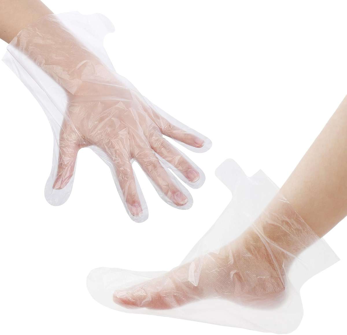 200pcs Paraffin Wax Bath Liners, Plastic Foot Covers with 200 Stickers Disposable Plastic Gloves for Hair Coloring,Pedicure Liners Supplies - Image 1
