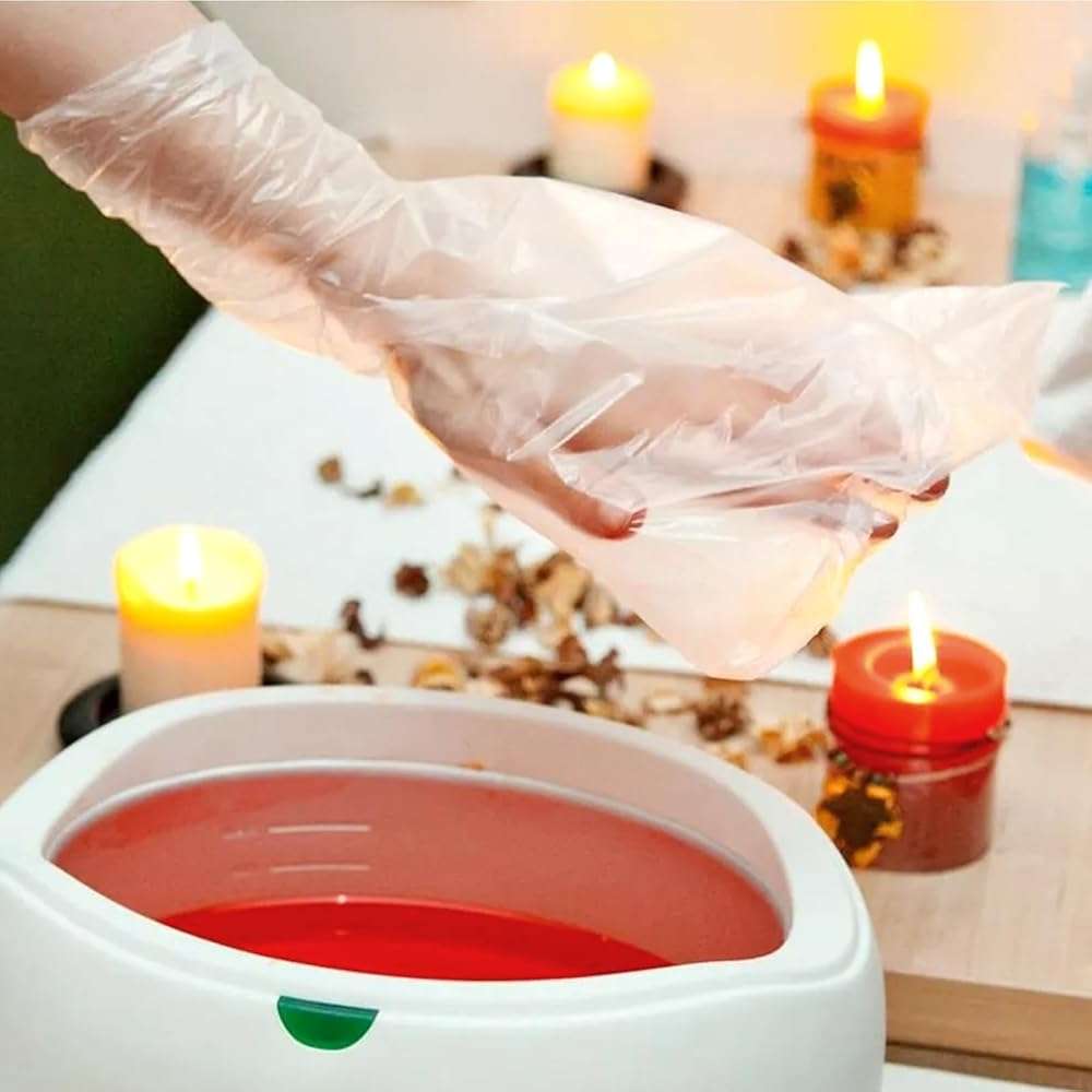 200pcs Paraffin Wax Bath Liners, Plastic Foot Covers with 200 Stickers Disposable Plastic Gloves for Hair Coloring,Pedicure Liners Supplies - Image 6
