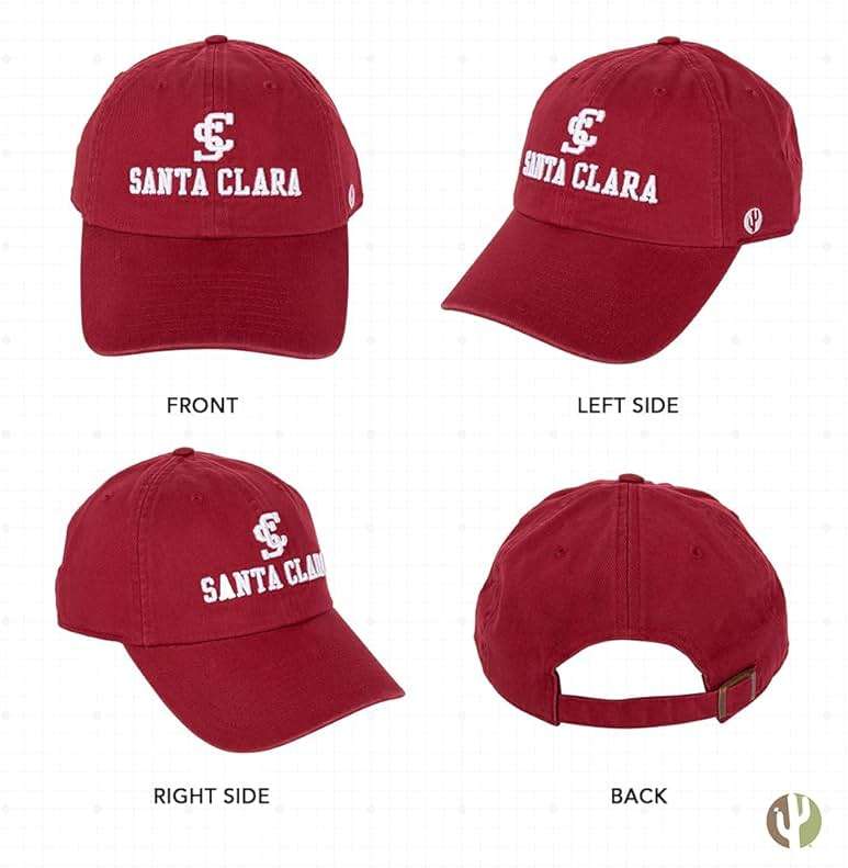 Desert Cactus Santa Clara University Baseball Hat SCU Broncos Brimmed Embroidered Hats Cap Adjustable Cloth Strap Adult (Style A) Red - Image 3