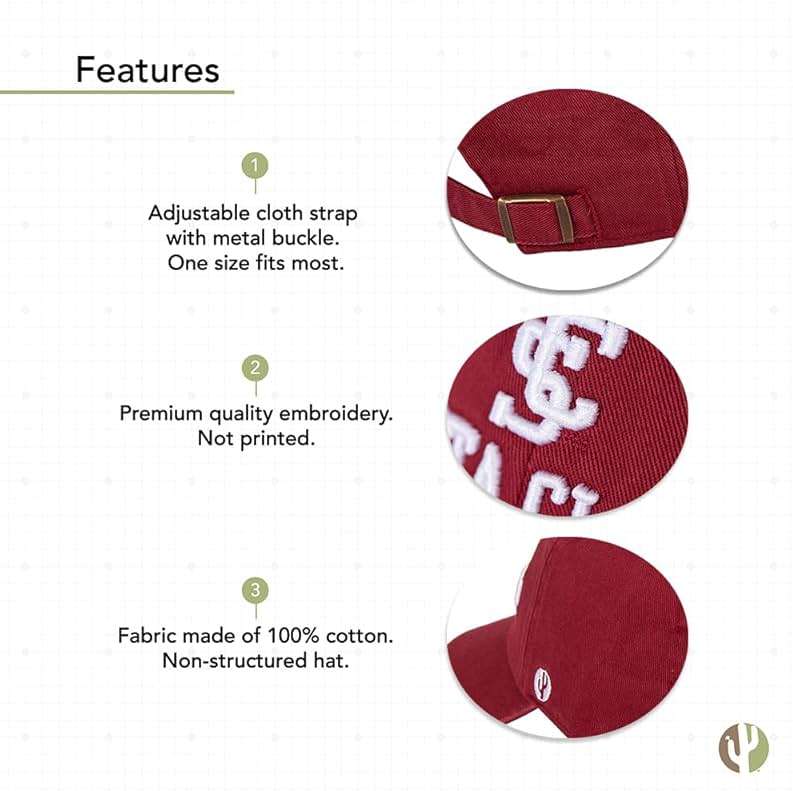 Desert Cactus Santa Clara University Baseball Hat SCU Broncos Brimmed Embroidered Hats Cap Adjustable Cloth Strap Adult (Style A) Red - Image 4