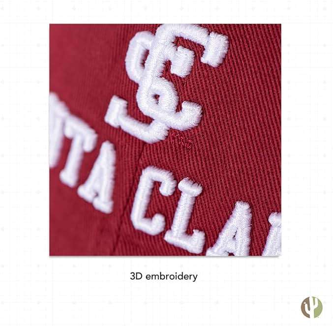 Desert Cactus Santa Clara University Baseball Hat SCU Broncos Brimmed Embroidered Hats Cap Adjustable Cloth Strap Adult (Style A) Red - Image 5