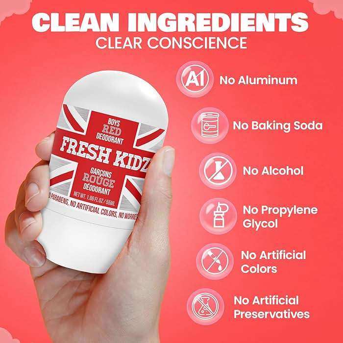 Fresh Kidz Hair & Body Wash 16.9 fl.oz. and 2 Roll On Deodorants 1.86 fl.oz. for Kids and Teens - Boys "Red" Set - Image 4