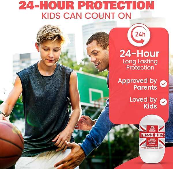 Fresh Kidz Hair & Body Wash 16.9 fl.oz. and 2 Roll On Deodorants 1.86 fl.oz. for Kids and Teens - Boys "Red" Set - Image 6