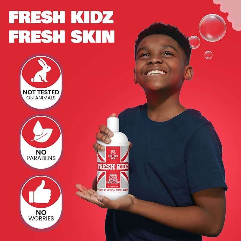 Fresh Kidz Hair & Body Wash 16.9 fl.oz. and 2 Roll On Deodorants 1.86 fl.oz. for Kids and Teens - Boys "Red" Set - Image 9