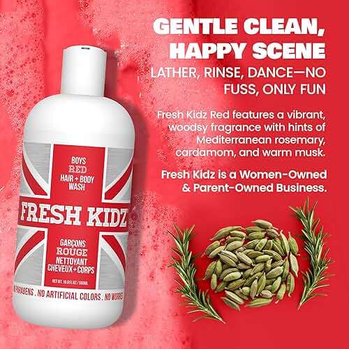 Fresh Kidz Hair & Body Wash 16.9 fl.oz. and 2 Roll On Deodorants 1.86 fl.oz. for Kids and Teens - Boys "Red" Set - Image 10