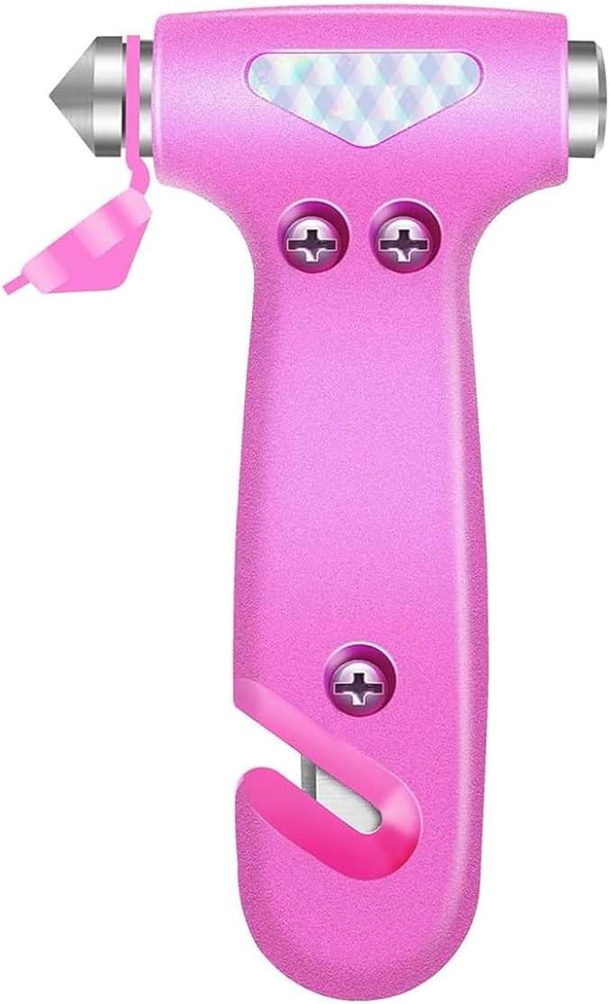 COFSODI Car Glass Breaker and Seatbelt Cutter. Emergency Window Breaker, Seat Belt Cutter, Car Escape Tool with Seatbelt Cutter, Emergency Car Kit Essential Gadgets & Window Breaker Tool. (Pink) - Image 1