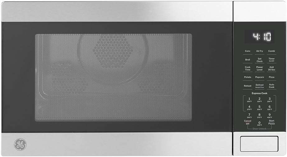 GE 4-in-1 Countertop Microwave Oven, 1.0 Cu Ft, 1050W Convection Microwave with Air Fry & Broil, Compact and Quiet, Stainless Steel, Ideal for Apartments, Dorms & Offices, GCST10A1WSS - Image 1