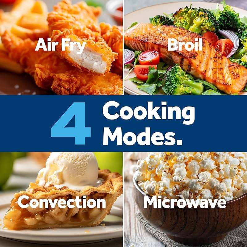 GE 4-in-1 Countertop Microwave Oven, 1.0 Cu Ft, 1050W Convection Microwave with Air Fry & Broil, Compact and Quiet, Stainless Steel, Ideal for Apartments, Dorms & Offices, GCST10A1WSS - Image 4