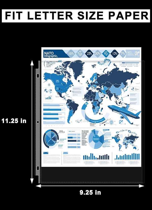 Sheet Protectors 8.5 x11 Inch, 100 Pack Page Protectors for 3 Ring Binder, Top Loading Plastic Sleeves with Reinforced 3-Hole Punch for Binders, Letter Size, for Documents and Photos, Office Supplies. - Image 2