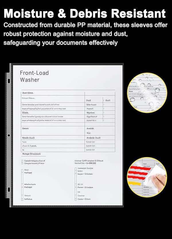 Sheet Protectors 8.5 x11 Inch, 100 Pack Page Protectors for 3 Ring Binder, Top Loading Plastic Sleeves with Reinforced 3-Hole Punch for Binders, Letter Size, for Documents and Photos, Office Supplies. - Image 6