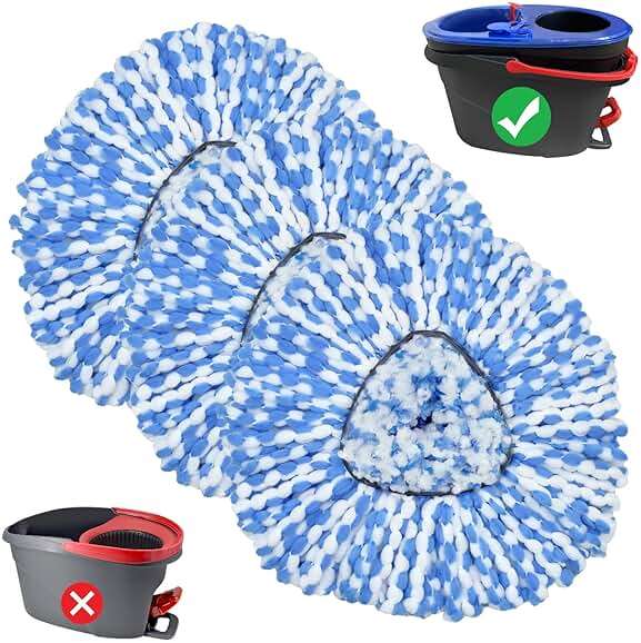 Spin Mop Replace Head, Mop Handle and Base Compatible with Ocedar RinseClean 2-Tank System, 3 Mop Replacement Head, 4-Section Sturdy Iron 30-58in Mop Handle and 1 Triangle Mop Head Cover Combo Set - Image 9