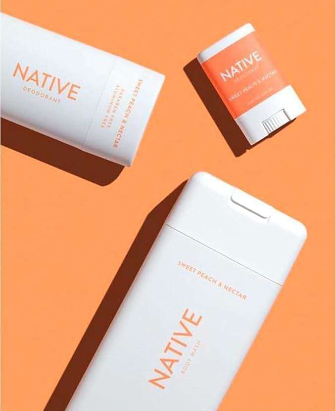 Native Sweet Peach & Nectar Travel Deodorant and Body Wash Set - Image 1