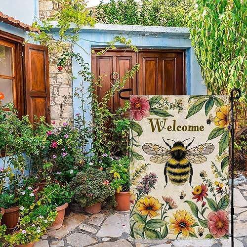 YBHWOGI Summer Floral Garden Flag 12x18 Inch Double Sided Colorful Flowers Yard Flag Welcome Garden Flag for Outside, Patio, Porch, Lawn and Farmhouse - Image 2