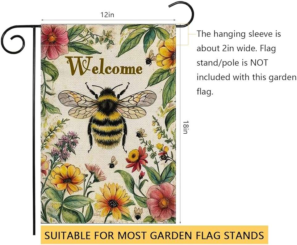 YBHWOGI Summer Floral Garden Flag 12x18 Inch Double Sided Colorful Flowers Yard Flag Welcome Garden Flag for Outside, Patio, Porch, Lawn and Farmhouse - Image 3