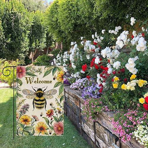 YBHWOGI Summer Floral Garden Flag 12x18 Inch Double Sided Colorful Flowers Yard Flag Welcome Garden Flag for Outside, Patio, Porch, Lawn and Farmhouse - Image 5