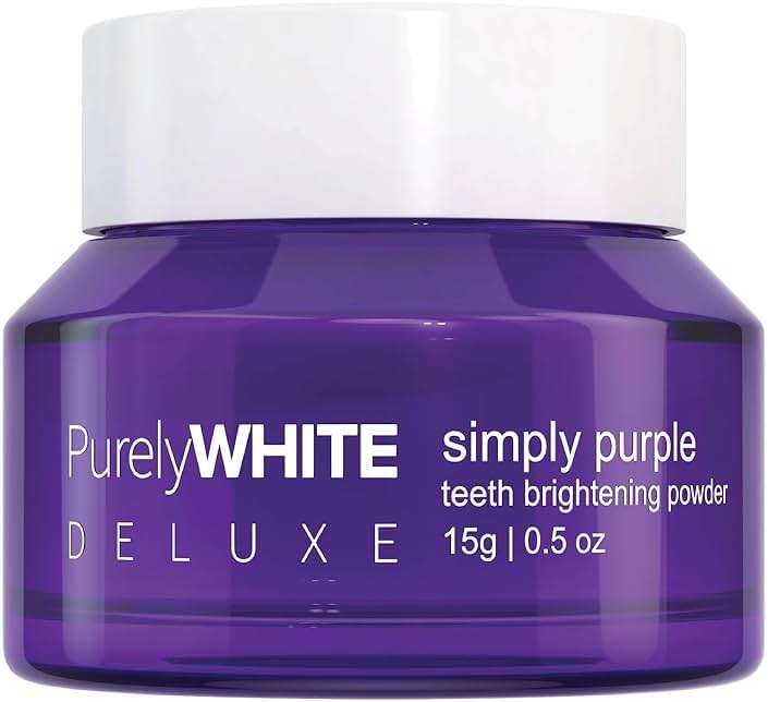 PurelyWHITE DELUXE, Simply Purple Brightening Powder - Conceals Stains, No Sensitivity - Enamel-Safe Toothpaste Whitening Powder for Coffee, Tea, Food, Wine, and Tobacco Stains. - Image 1