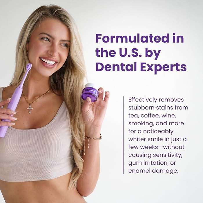 PurelyWHITE DELUXE, Simply Purple Brightening Powder - Conceals Stains, No Sensitivity - Enamel-Safe Toothpaste Whitening Powder for Coffee, Tea, Food, Wine, and Tobacco Stains. - Image 3
