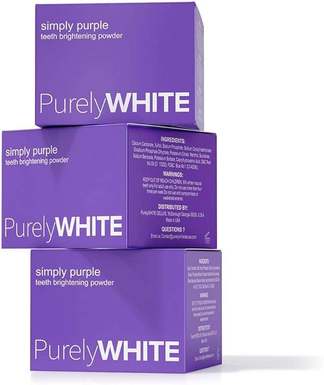 PurelyWHITE DELUXE, Simply Purple Brightening Powder - Conceals Stains, No Sensitivity - Enamel-Safe Toothpaste Whitening Powder for Coffee, Tea, Food, Wine, and Tobacco Stains. - Image 6
