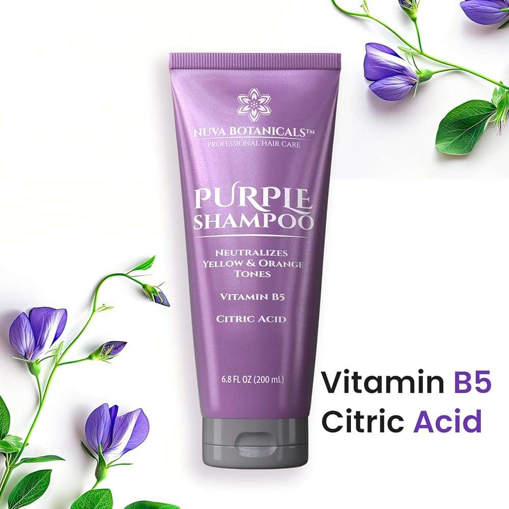 Nuva Botanicals Purple Shampoo for Blondes - Shampoo for Gray Hair for Women Removes Brassy Tones from Hair - Blonde Shampoo with Vitamin B5 - Hair Toner for Bleached Hair 6.8fl oz - Image 4