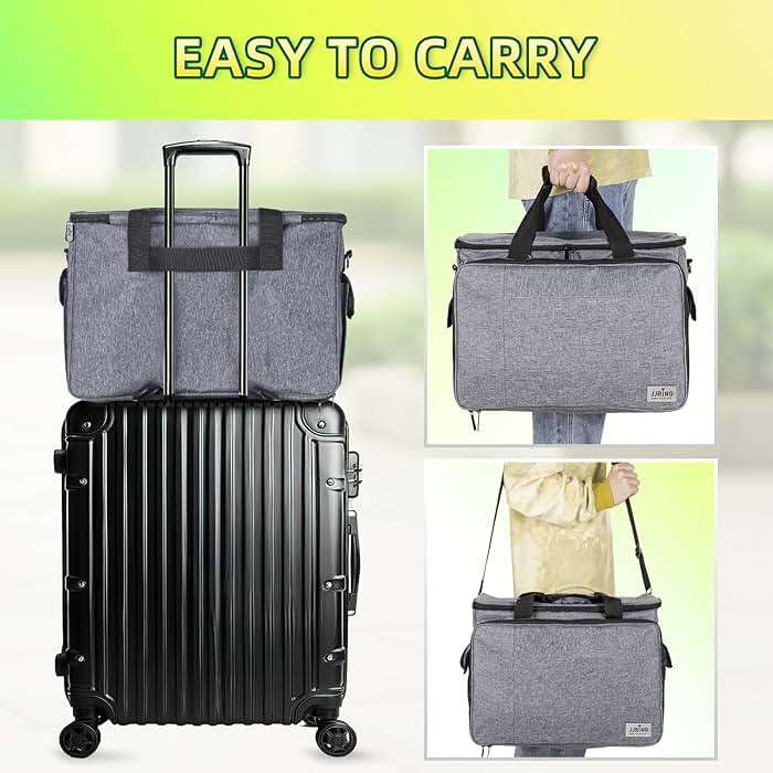 JJRING Sewing Machine Carrying Case, Portable Sewing Machine Bag with Shoulder Strap, Heavy Duty Sewing Machine Tote Suitable for Standard Sewing Machines, Grey - Image 6