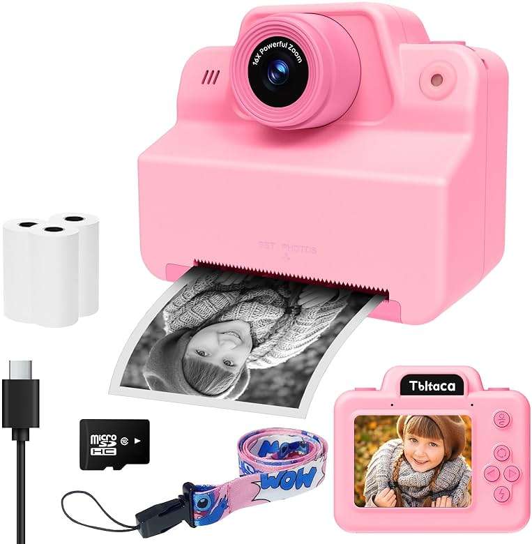 Kids Camera Instant Print Camera for Kids, Toddler Instant Camera for 3 4 5 6 7 8 9 10 Year Old Girls Christmas Birthday Gifts, Portable Kid Child Digital Travel Camera Toy for Girl Boy Age 3-12 - Image 1