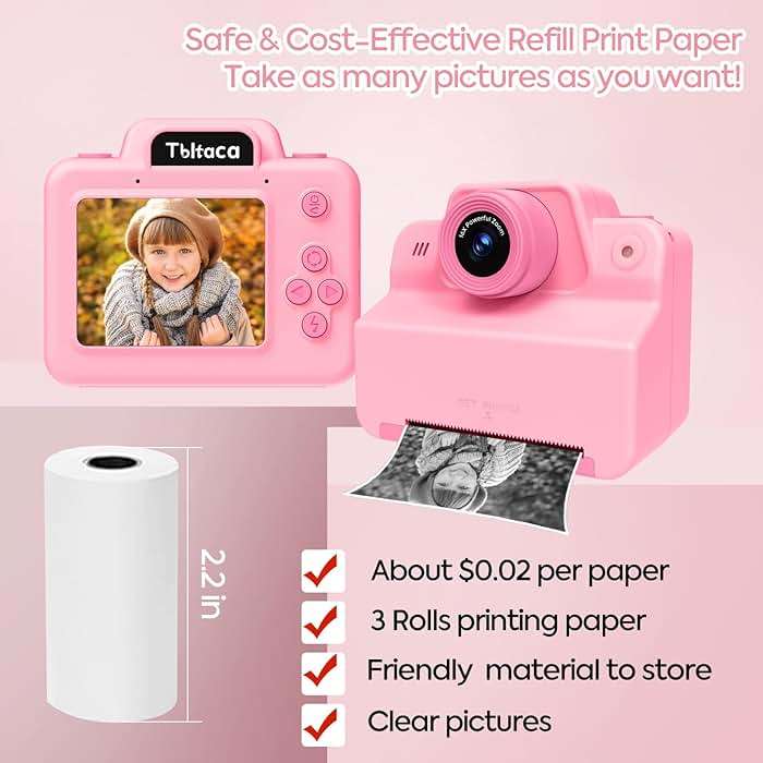 Kids Camera Instant Print Camera for Kids, Toddler Instant Camera for 3 4 5 6 7 8 9 10 Year Old Girls Christmas Birthday Gifts, Portable Kid Child Digital Travel Camera Toy for Girl Boy Age 3-12 - Image 3