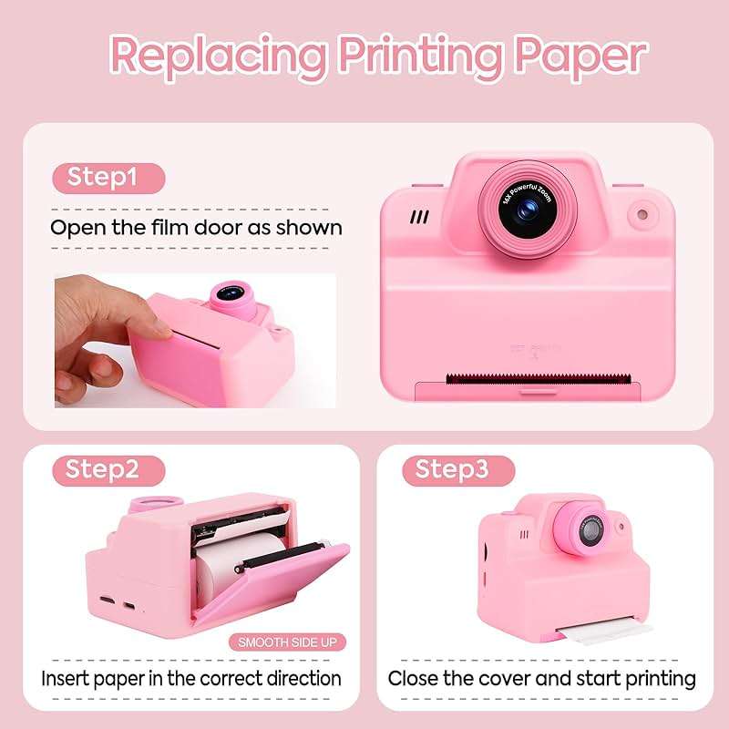 Kids Camera Instant Print Camera for Kids, Toddler Instant Camera for 3 4 5 6 7 8 9 10 Year Old Girls Christmas Birthday Gifts, Portable Kid Child Digital Travel Camera Toy for Girl Boy Age 3-12 - Image 6