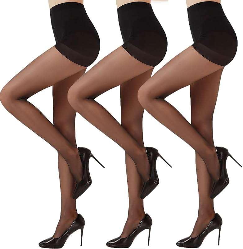Citystl 3 Pairs Black Sheer Tights for Women - 20D Not Rip Control Top Pantyhose with Reinforced Toes - Resist Tears | 3 Pairs, Not Rip, Resist Tears, with Reinforced Toes, for Women - Image 1